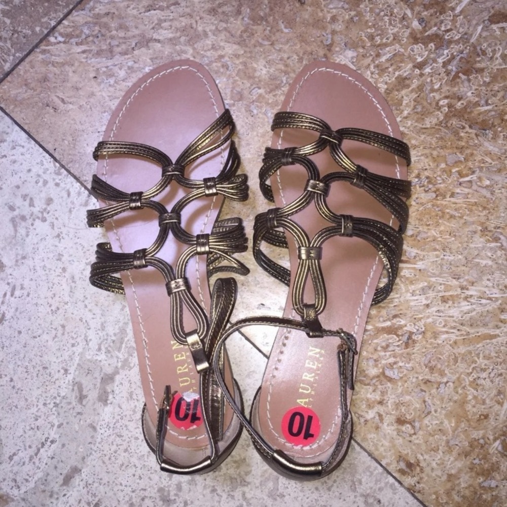 10M Ralph Lauren Bronze Leather Sandals